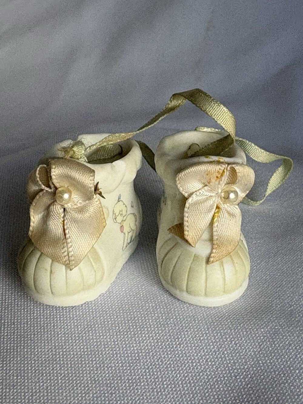 VTG Precious Moments Baby Girls First Christmas Booties Ornament 1999